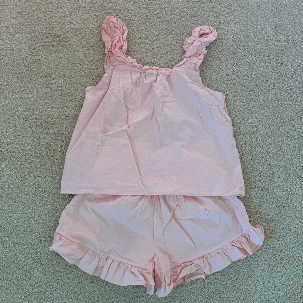 Pink Ruffle Tank Top and Shorts Set - Picture 3 of 5